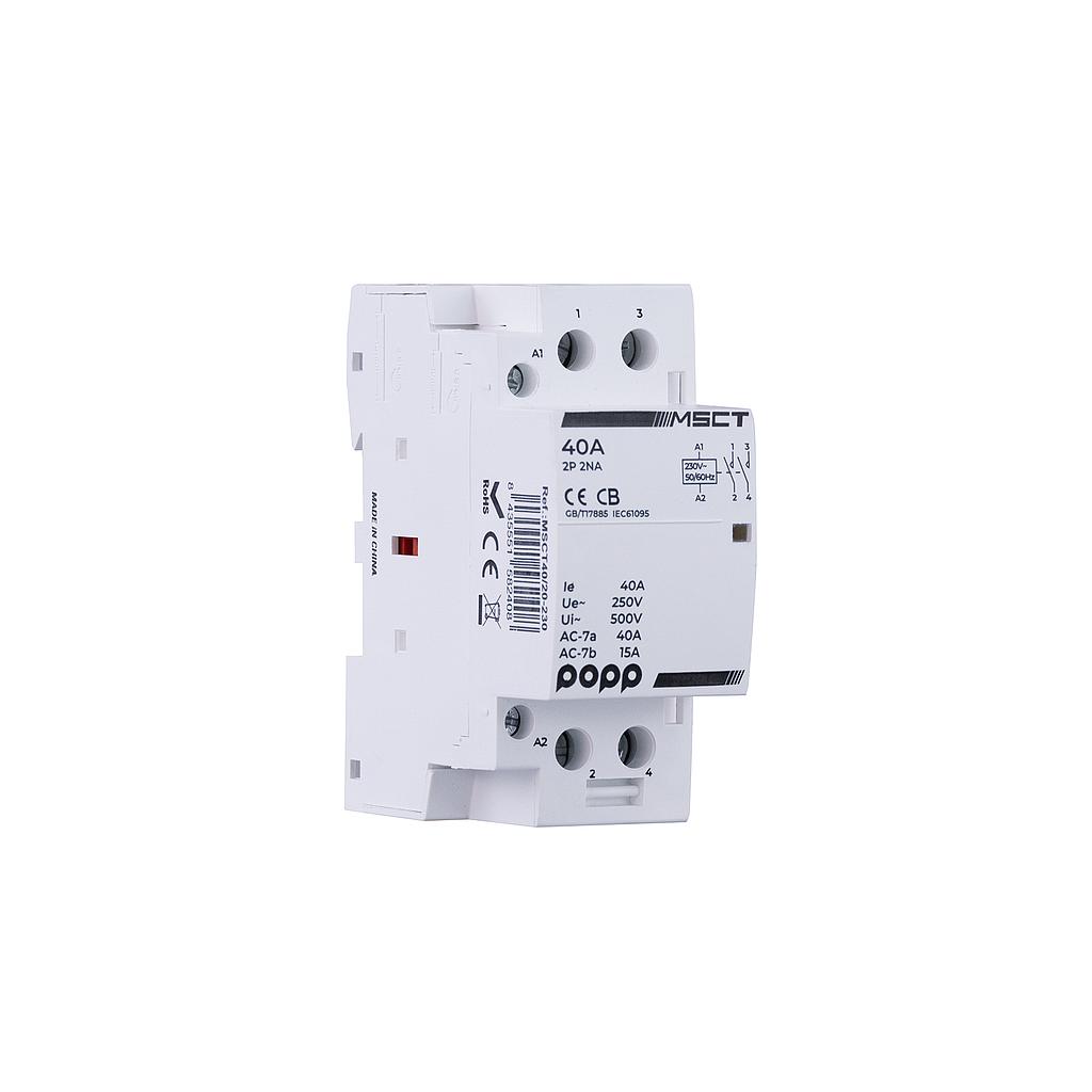 Contactor Modular 2P 40A 2NA 2 módulo 230VAC Ue 250V