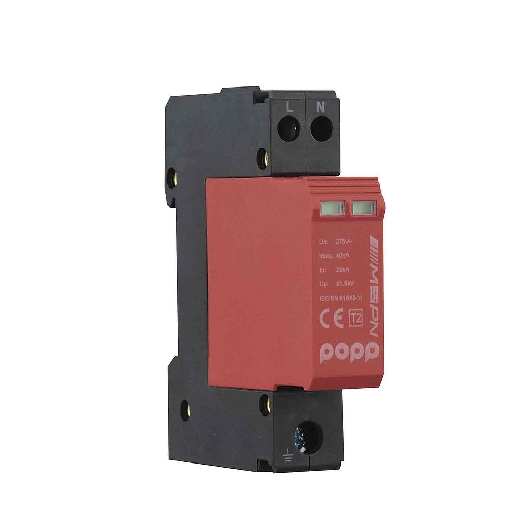 Protector de sobretensión 1P+N 20kA 275V Clase II serie MSPN