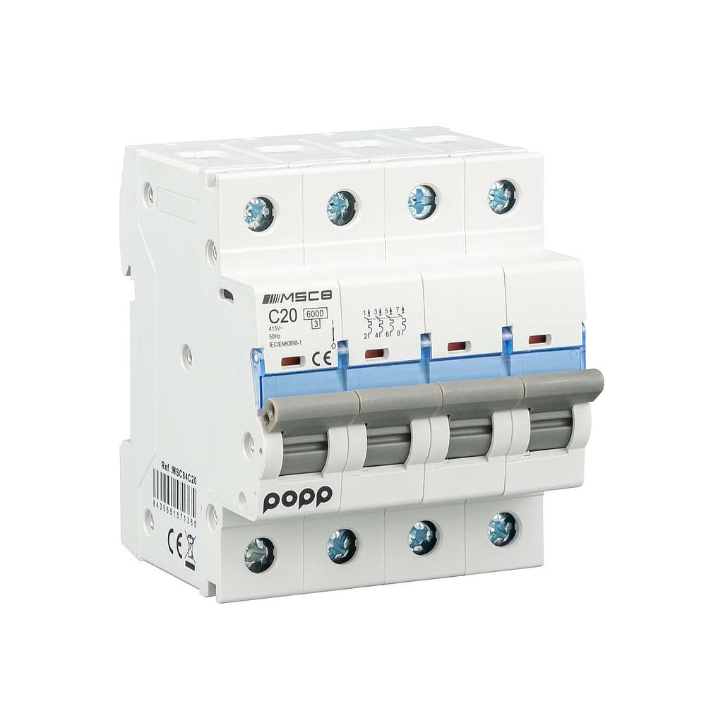 Interruptor automático magnetotérmico 4P 20A serie MSC8 gama industrial