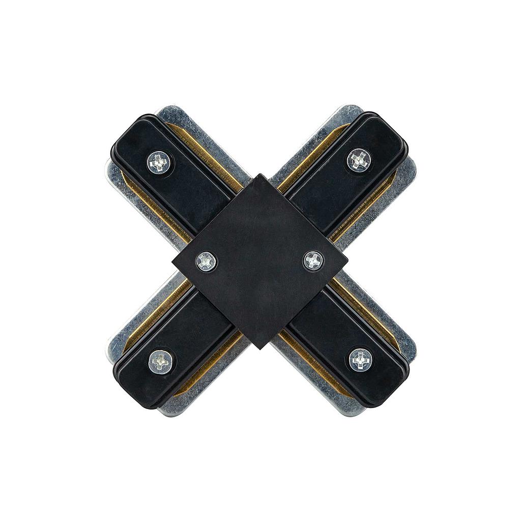 Unión (X) para foco LED carril monofásico negro