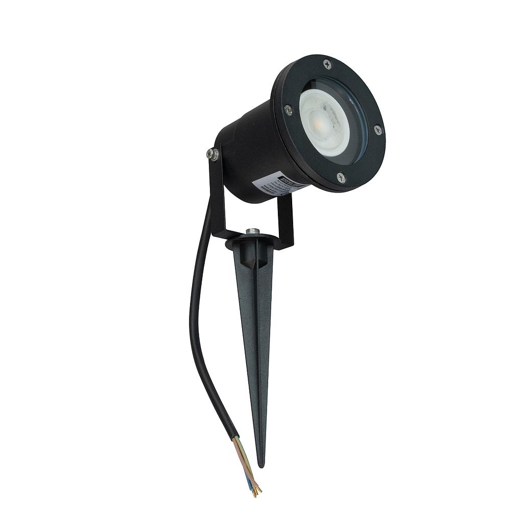 Foco de jardin redondo con pincho para bombilla LED GU10 negro