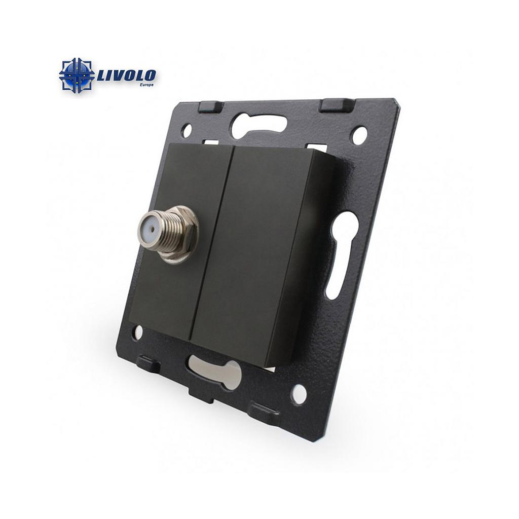 Modulo de toma de TV+Red RJ45 80*80mm negro livolo