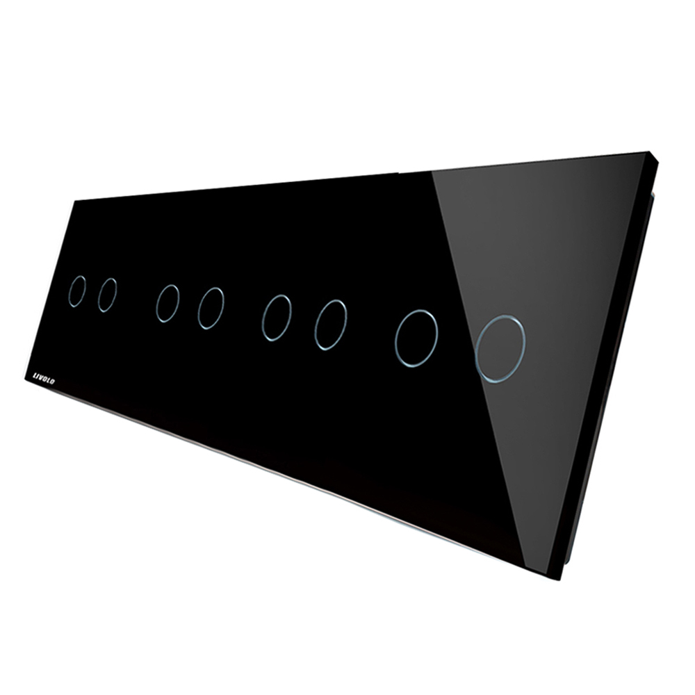 Livolo Panel de cristal 2+2+2+2 botón táctil EU Standard negro 294*80mm