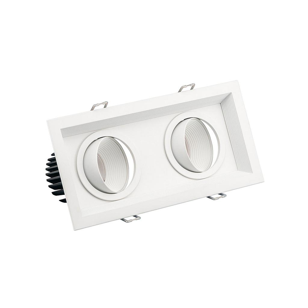 Foco downlight LED orientable 14W 2700K KORALL 2 empotrable blanco corte 225*105mm
