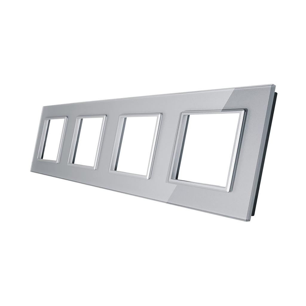 Livolo Marco de cristal quíntuple de 4 elementos libre montaje gris 294*80mm