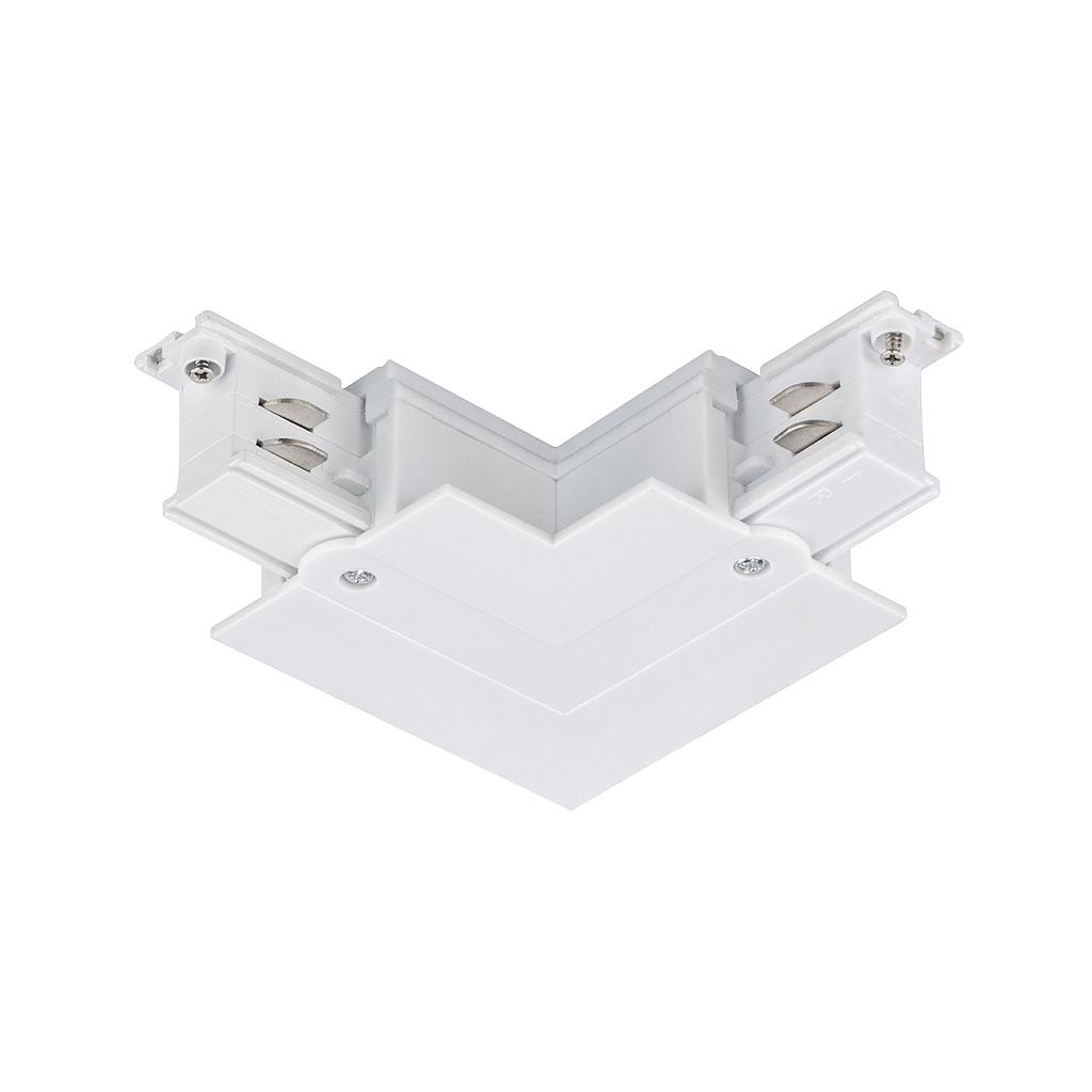 Conector (L) para foco LED carril trifásico empotrable blanco
