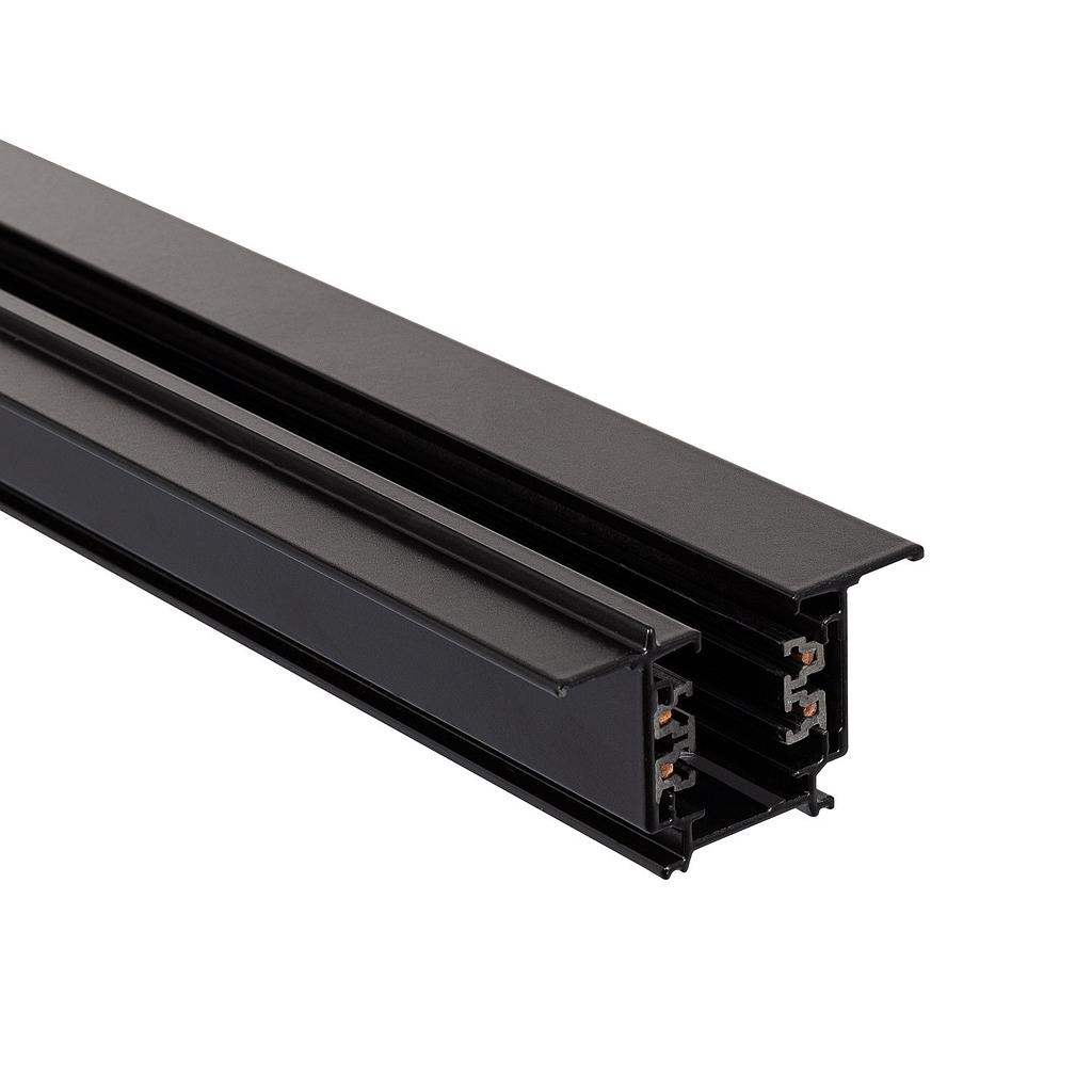 Carril trifásico aluminio TREND empotrable para focos LED 2M negro