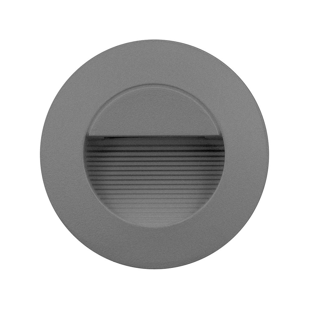 Baliza LED 3W 3000K Empotrable Redondo en Pared Gris