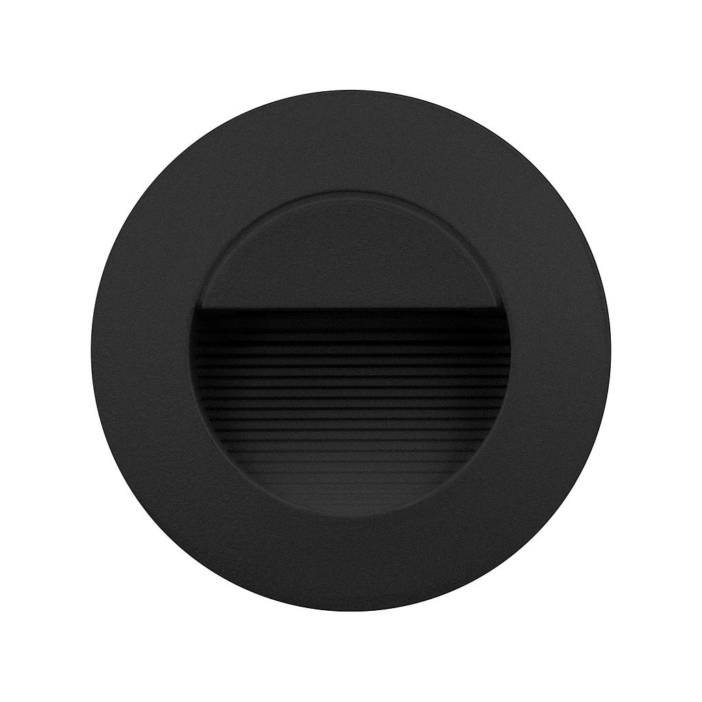 Baliza LED 3W 4000K Empotrable Redondo en Pared Negro