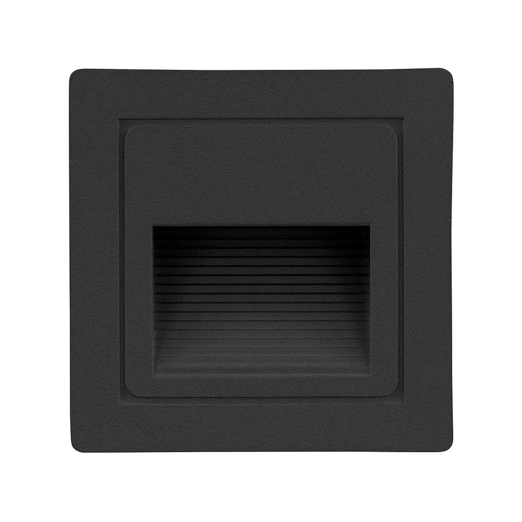 Baliza LED 3W 3000K Empotrable cuadrado en Pared Negro