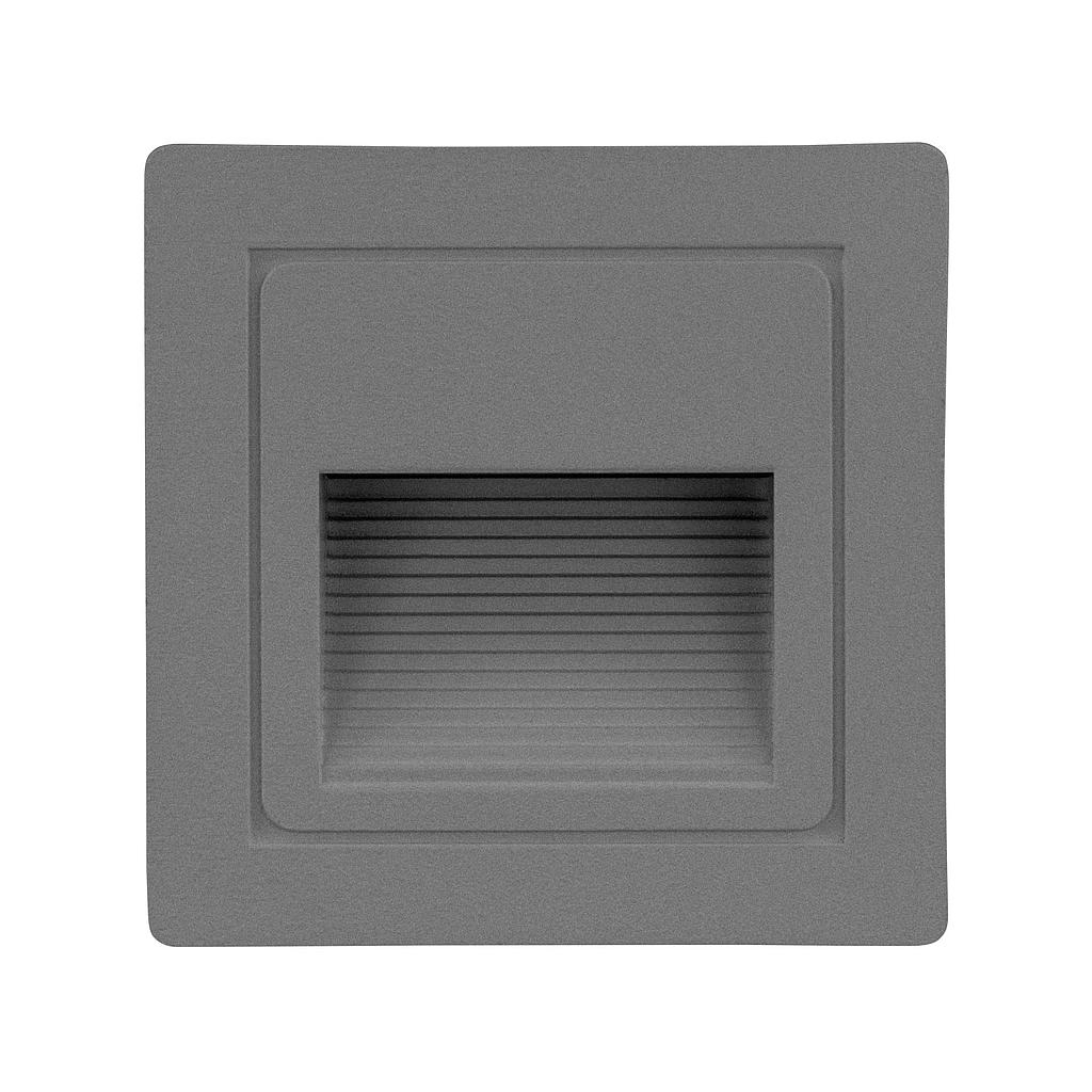 Baliza LED 3W 4000K Empotrable cuadrado en Pared Gris