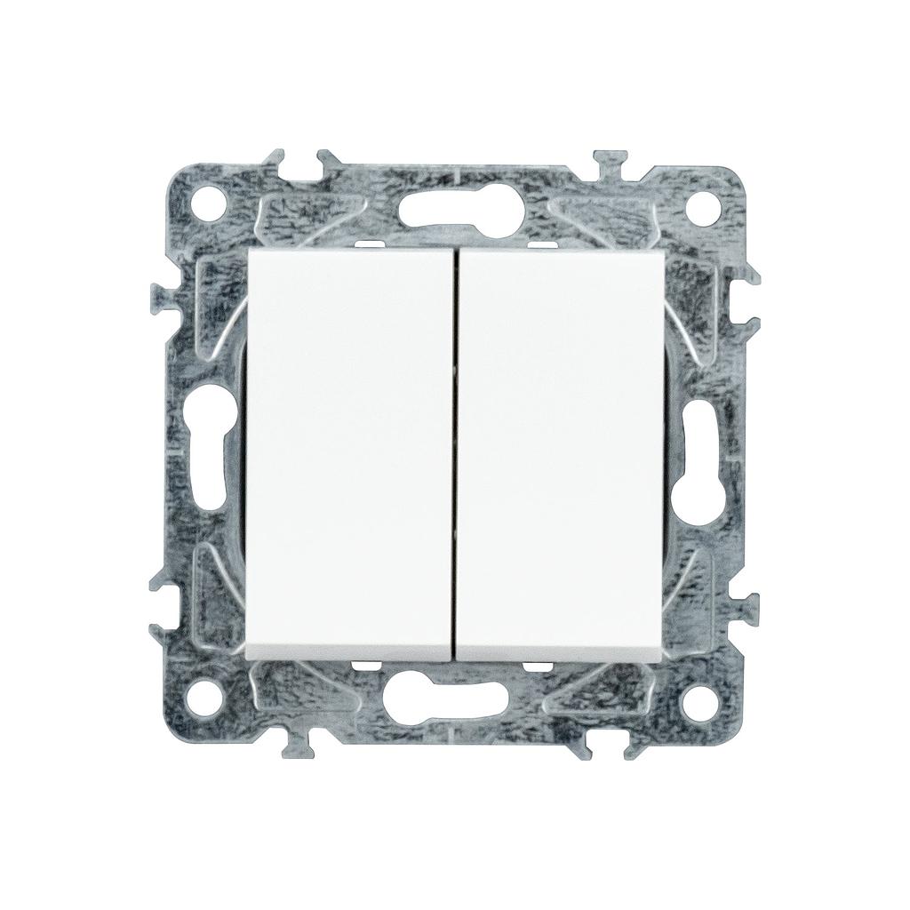 Enkel Interruptor Doble Commutador 10A 250V Blanco