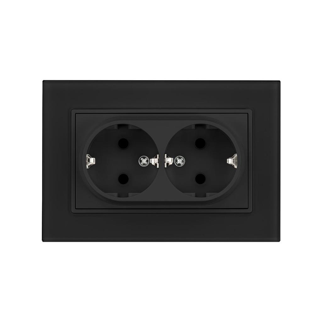 Enkel Toma SCHUKO Doble 16A 250V Negro Con Marco Plastico