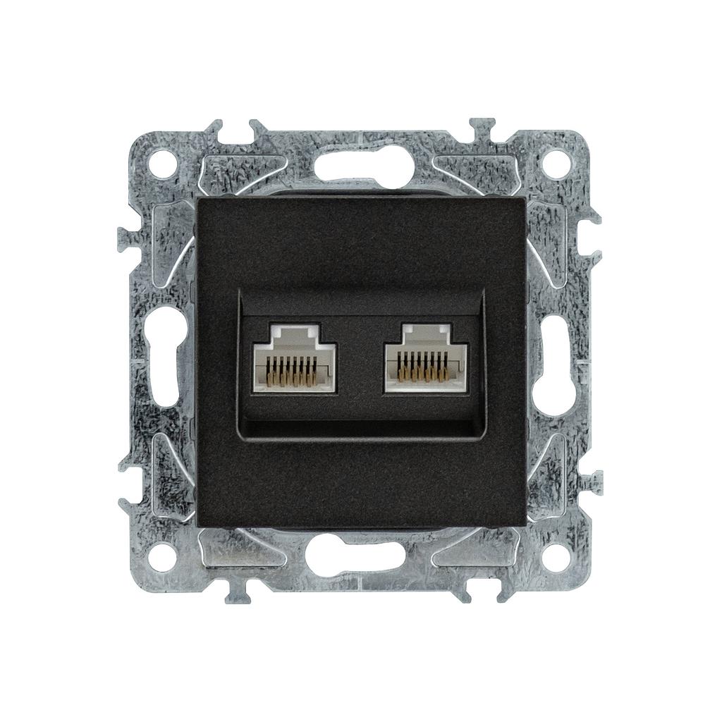 Enkel Toma Telefono + Internet CAT.6 RJ45 Negro